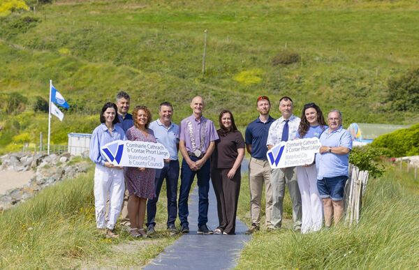 Pictured at Bunmahon were members of Bunmahon Tidy Towns, An Taisce and Waterford City and County Council: Claire Kenny, Eamonn Morrissey, Dawn Wallace, Cllr Liam Brazil, Cathaoirleach of Comeragh District Cllr Seánie Power, Cllr Catherine Burke, Adam James, Gabriel Hynes, Roisín Fitzgerald and Johnny Hurley. Photograph: Patrick Browne