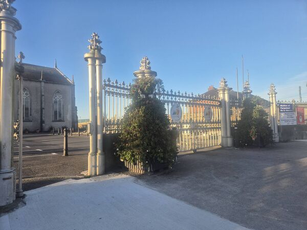 One of the many improvements carried out by Fr. Halley was the erection of the impressive and distinctive railings and gates at St. Mary’s Parish Church, Dungarvan, in 1849. His name and date of appointment as Parish Priest are cast onto one of the pillars. This was a common feature of Fr. Halley’s projects — his name also appears on the baptismal font and high altar in the church, as well as on a bridge he was responsible for commissioning. Photo: Willie Whelan