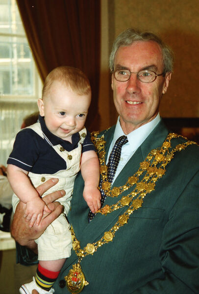  Pictured at City Hall where Mayor of Waterford Ald. Davy Daniels made a presentation to Waterford's Millennium babies. He is pictured here with baby Hugh Ruane back in 2000.