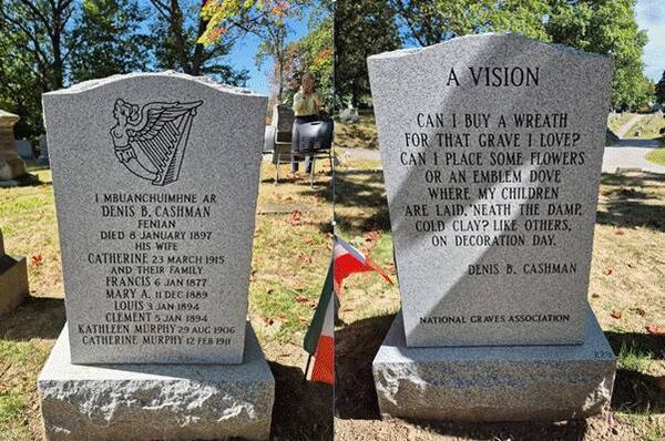Front and back of the memorial headstone.