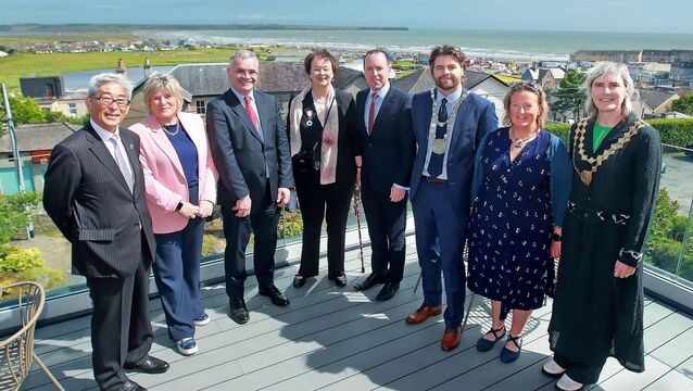 Pictured at the official opening of ‘Kokoro’ Heritage Centre and Café at the Lafcadio Hearn Japanese Gardens, were, from left: His Excellency, Ambassador Miyagawa, Japan’s Ambassador to Ireland, Mary Butler TD, Government Chief Whip and Minister of State at the Department of Health, Minister Dara Calleary T.D, Minister for Rural and Community Development and the Gaeltacht & Minister for Social Protection, Agnes Aylward, Chairperson and founder of the gardens, Minister of State at the Department of Housing, Local Government and Heritage, John Cummins TD, Metropolitan Mayor of Waterford, Councillor Adam Wyse, Cllr Lola O'Sullivan, and Éadaoin Carrick, President, Waterford Chamber. Pic: Noel Browne <p>Pictured at the official opening of ‘Kokoro’ Heritage Centre and Café at the Lafcadio Hearn Japanese Gardens, were, from left: His Excellency, Ambassador Miyagawa, Japan’s Ambassador to Ireland, Mary Butler TD, Government Chief Whip and Minister of State at the Department of Health, Minister Dara Calleary T.D, Minister for Rural and Community Development and the Gaeltacht & Minister for Social Protection, Agnes Aylward, Chairperson and founder of the gardens, Minister of State at the Department of Housing, Local Government and Heritage, John Cummins TD, Metropolitan Mayor of Waterford, Councillor Adam Wyse, Cllr Lola O'Sullivan, and Éadaoin Carrick, President, Waterford Chamber. Pic: Noel Browne</p>