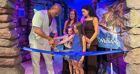 Dwayne Johnson and Catherine Laga’aia surprise 10-year-old Moana fan at Gosh