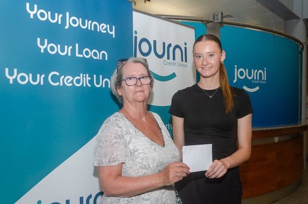 Ellis McHugh of Ferrybank A.C. was the Journi Credit Union Athlete of the Month Award recipient for May, pictured with Linda O’Kane, Journi Credit Union. Photo: Aileen Drohan