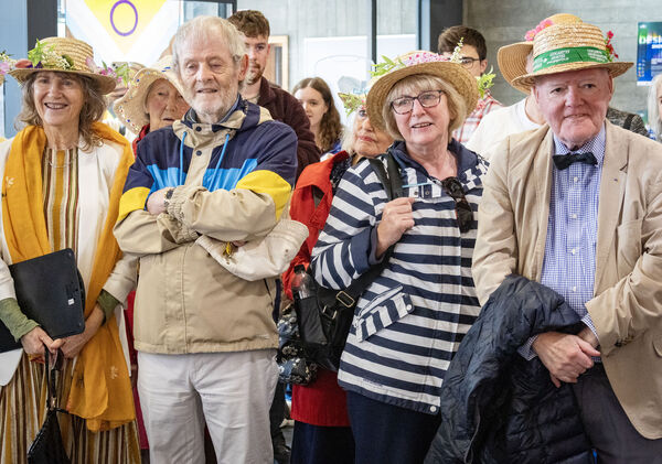 Pictured enjoying the walking tour for Waterford Bloomsday. Pictured enjoying the walking tour for Waterford Bloomsday.