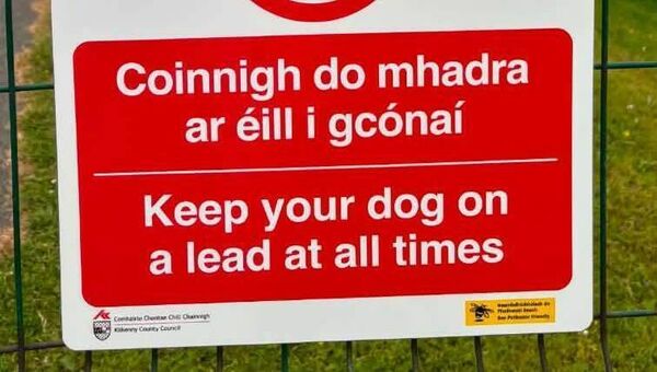 One of the signs reminding dog owners to keep their animals on leads at all times. One of the signs reminding dog owners to keep their animals on leads at all times.