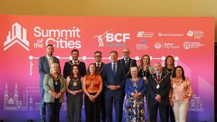 <p>Back Row: Deputy Mayor of Galway, Cllr Mike Cubbard; Mayor of Bangor Cllr Craig Blaney; Lord Mayor of Cork Cllr Damian Boylan, Lord Mayor of Dublin Cllr Ray McAdam, Deputy Chair, Newry & Mourne District Council Cllr Doire Finn, Metro Mayor of Waterford, Cllr Lola O'Sullivan. Front Row: Lord Mayor of Armagh, Cllr Mary O'Dowd, Lord Mayor of Belfast Cllr Róis-Máíre Donnelly, Mayor of Derry Grace Uí Niallais, former Mayor of New York Bill deBlasio, Cathoairleach Kilkenny Council Cllr Mary Hilda Cavanagh, Mayor of Lisburn Cllr Brian Higginson and Cllr Catherine Slattery, Príomh Chomhairleoir Limerick City Council. Photo: Matt Mackey</p> <p>Back Row: Deputy Mayor of Galway, Cllr Mike Cubbard; Mayor of Bangor Cllr Craig Blaney; Lord Mayor of Cork Cllr Damian Boylan, Lord Mayor of Dublin Cllr Ray McAdam, Deputy Chair, Newry & Mourne District Council Cllr Doire Finn, Metro Mayor of Waterford, Cllr Lola O'Sullivan. Front Row: Lord Mayor of Armagh, Cllr Mary O'Dowd, Lord Mayor of Belfast Cllr Róis-Máíre Donnelly, Mayor of Derry Grace Uí Niallais, former Mayor of New York Bill deBlasio, Cathoairleach Kilkenny Council Cllr Mary Hilda Cavanagh, Mayor of Lisburn Cllr Brian Higginson and Cllr Catherine Slattery, Príomh Chomhairleoir Limerick City Council. Photo: Matt Mackey</p>