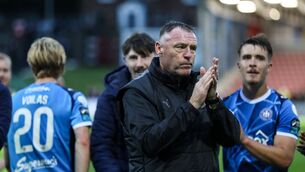 <p>Waterford FC's manager Graham Coughlan applauds the travelling fans after the game against Derry City at the Ryan McBride Brandywell Stadium.</p> <p>Waterford FC's manager Graham Coughlan applauds the travelling fans after the game against Derry City at the Ryan McBride Brandywell Stadium.</p>