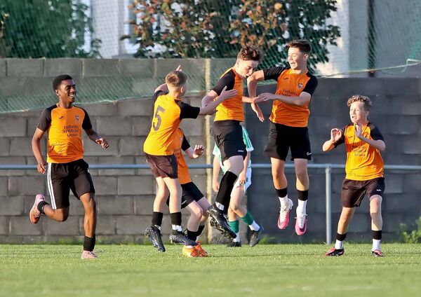 The joy of scoring a cup final equaliser is evident as the Southend players celebrate with goalscorer Mikey Connors. The joy of scoring a cup final equaliser is evident as the Southend players celebrate with goalscorer Mikey Connors.