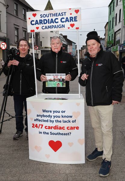 Anthony Kelly, Mick Daniels and Konor Halpin, South East Cardiac Care Campaign. Photo: Joe Evans Anthony Kelly, Mick Daniels and Konor Halpin, South East Cardiac Care Campaign. Photo: Joe Evans