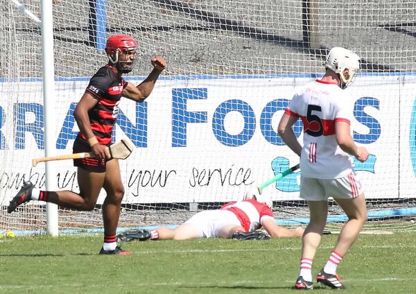 Ballygunner goalscorer Conor Tobin celebrates his first half strike past De La Salle goalkeeper Shaun O'Brien. Ballygunner goalscorer Conor Tobin celebrates his first half strike past De La Salle goalkeeper Shaun O'Brien.