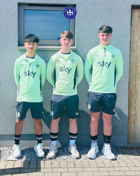 MU15 trio of Cruz Chong, Nathan Power and Rian Byrne who were called up for the Republic of Ireland U15 Boys National Pathway Programme this week in FAI HQ in Abbotstown. MU15 trio of Cruz Chong, Nathan Power and Rian Byrne who were called up for the Republic of Ireland U15 Boys National Pathway Programme this week in FAI HQ in Abbotstown.