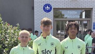 <p>MU14 trio of Aaron English, Daniel Rakel &amp; Jonathan Akaehomen who are currently in Abbotstown taking part in the U14 Boys FAI National Pathways Programme.</p>