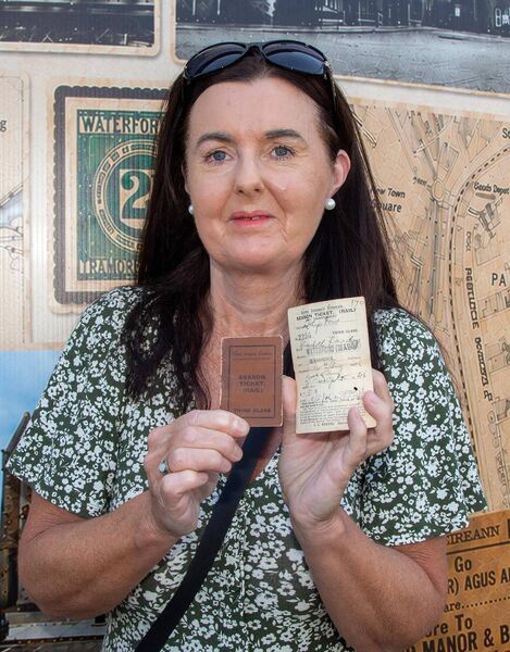 Deirdre Fardey who brought along two Tramore Train Tickets. Deirdre's Grandfather Michael worked on the Tramore Train. Photo: John Power Deirdre Fardey who brought along two Tramore Train Tickets. Deirdre's Grandfather Michael worked on the Tramore Train. Photo: John Power