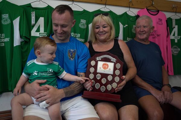 Finn Butler nephew of the late Roy with his dad Aaron, and grandparents Angela and Martin prior to the final. Finn Butler nephew of the late Roy with his dad Aaron, and grandparents Angela and Martin prior to the final.