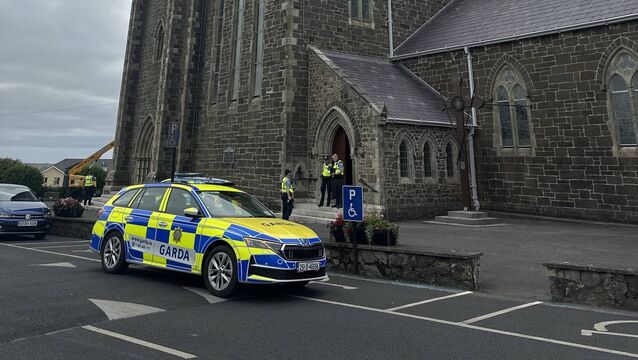 <p>Gardai at the scene of the incident this morning in Tramore. Photo: Joe Evans. </p>