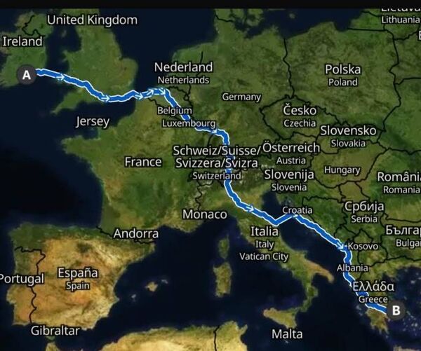 The initial route. Picture: Cycle for Owen on Instagram The initial route. Picture: Cycle for Owen on Instagram