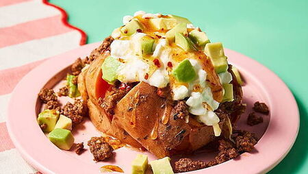 Spicy taco beef sweet potato with hot honey recipe