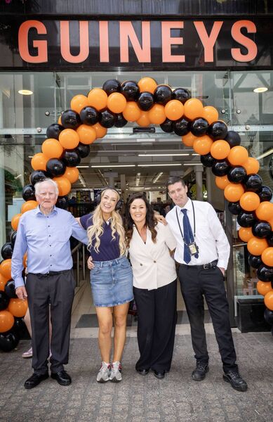 Jim Kenny, former general manager, Gemma Delaney, WLRfm, Loraine Long, Manager and Jason English, Guineys, at the re-opening of Guineys. Photo: Joe Evans