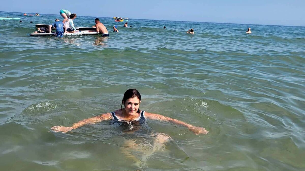 Accessibility reviewer's first time in Irish sea in over 14 years at Clonea Beach