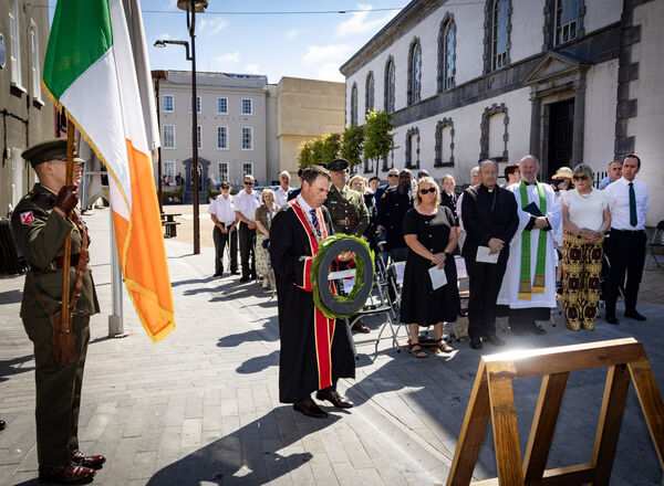  Mayor of Waterford City &amp; County Cllr Liam Brazil, lays a wreath at the Waterford National Day 0f Commemoration. Photo: Joe Evans