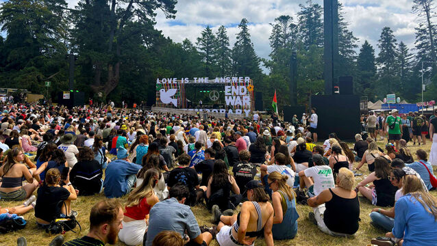 <p>Festivalgoers crowded together for 'Messages of Peace' concert at All Together Now 2026</p>