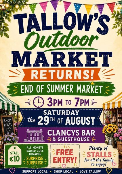 Tallow Outdoor Market returns August 29 Tallow Outdoor Market returns August 29