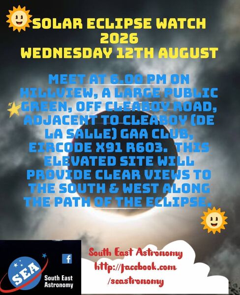 South East Astronomy is inviting the public to watch the eclipse with them at Hillview at 6pm on Wednesday