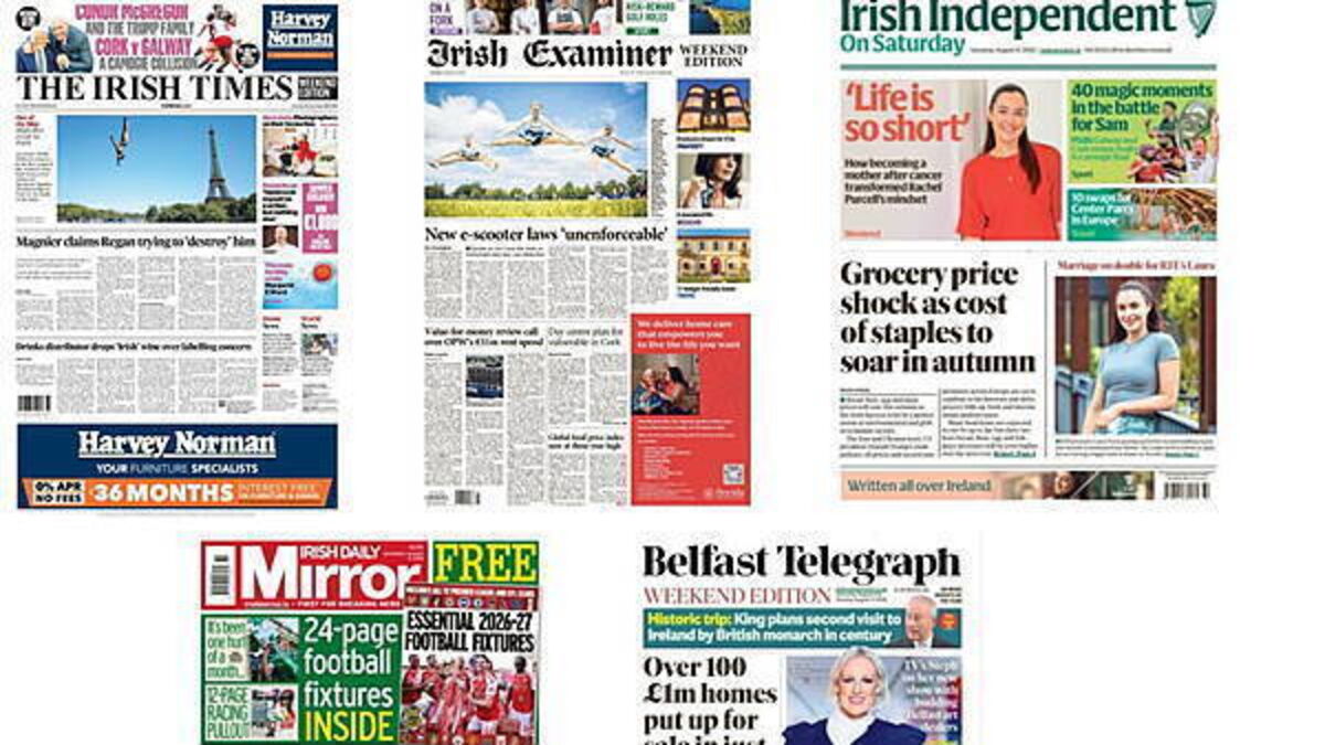 What the papers say: Saturday's front pages