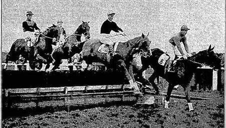 Timothy Duggan jumping the water jump on Mr Wright's Perique at Kelso racecourse back in 1934. Timothy Duggan jumping the water jump on Mr Wright's Perique at Kelso racecourse back in 1934.
