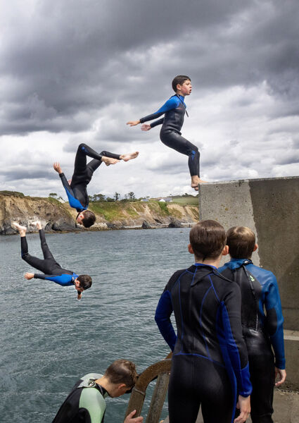 Jack performing a back flip, at Boatstrand for Water Safety Ireland, summer camp. Photo: Joe Evans Jack performing a back flip, at Boatstrand for Water Safety Ireland, summer camp. Photo: Joe Evans