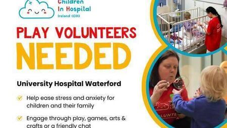 Play Volunteer needed at University Hospital Waterford's Children's ward