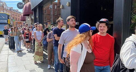 Hundreds queue on George's Street in Dublin to buy glasses to watch rare eclipse