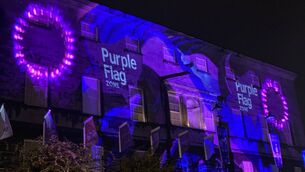 <p>Purple Flag projection on Waterford building </p> <p>Purple Flag projection on Waterford building </p>