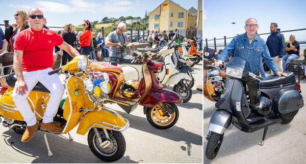  Roy Burke, (left) and David, (right) at Tramore for Waterford Scooter Club 20th Anniversary Scooter Show. Photo: Joe Evans