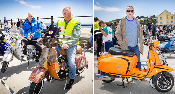  Jason Kennedy and Vespa Mick, (left) and Alan Butler, (right) at Tramore for Waterford Scooter Club 20th Anniversary Scooter Show. Photo: Joe Evans