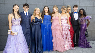 <p> Daniel Andrews and friends, at the Ardscoil na Mara, Debs Ball. Photo: Joe Evans</p>