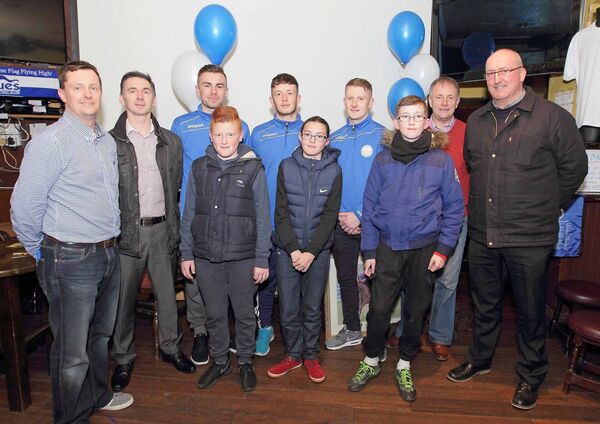 Pictured at the launch of the Blue’s Supporter’s Club in Norris’s Bar last week were Waterford United players, Aaron O’Connor, Robbie Buckley and Dean Reidy, Owen Tubbritt, Chairman, Kim and Stan Bergin, Derek Browne, Billy Hearne, Aaron Connolly and Mark Barry. Pictured at the launch of the Blue’s Supporter’s Club in Norris’s Bar last week were Waterford United players, Aaron O’Connor, Robbie Buckley and Dean Reidy, Owen Tubbritt, Chairman, Kim and Stan Bergin, Derek Browne, Billy Hearne, Aaron Connolly and Mark Barry.