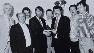 <p>Pictured at Dooley's Hotel back in 1990 to mark the retirement of James Gaule from the Waterford Fire Service, F. O'Connor, E. Smith, M.Kelly, Tony Gleeson, M. O'Keeffe, Janes Gaule, R. Upton and R. Purcell.</p>