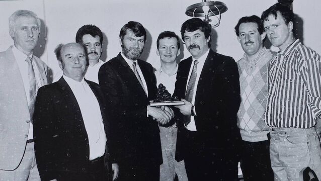 <p>Pictured at Dooley's Hotel back in 1990 to mark the retirement of James Gaule from the Waterford Fire Service, F. O'Connor, E. Smith, M.Kelly, Tony Gleeson, M. O'Keeffe, Janes Gaule, R. Upton and R. Purcell.</p>