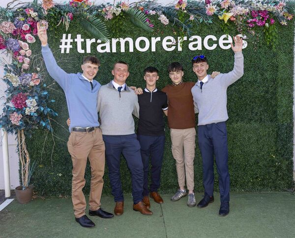 Pictured at Tramore Racecourse at Style Evening are Micheal O’Grady, Zach Crellin, Ryan Buckley, Adam Mcgrath, Eoghan Cosgrave from Dungarvan. 