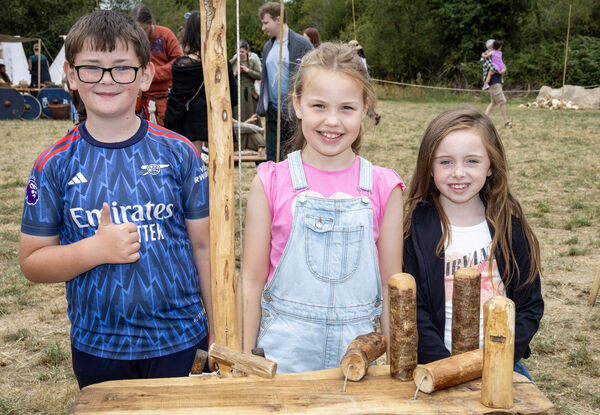 Zach, Hatelyn and Molly-Mai, gave a thumbs up to the hand crafted games, at Déise Medieval, Viking Heritage Festival. Photo: Joe Evans Zach, Hatelyn and Molly-Mai, gave a thumbs up to the hand crafted games, at Déise Medieval, Viking Heritage Festival. Photo: Joe Evans