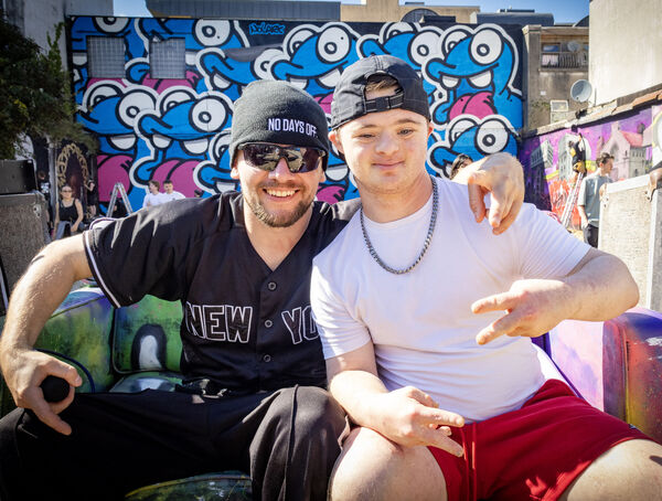  Meet the judges Jacek and Sean at the Pocket Park for Rhythm Walls as part of Waterford Walls 2026. Photo: Joe Evans