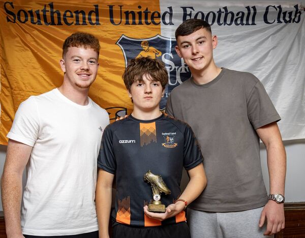 Maksym Troianenko, received his U-15D Southend Utd. Most Improved Player award from Waterford FC players, Jason Healy and Sean Keane. Maksym Troianenko, received his U-15D Southend Utd. Most Improved Player award from Waterford FC players, Jason Healy and Sean Keane.
