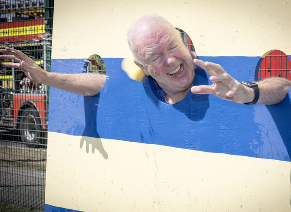  Damien Tiernan, was up for the wet sponge challenge, at the Sacred Heart Family Fun Day. Photo: Joe Evans