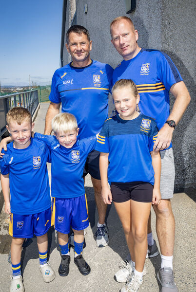  Mark Gater, Stephen Dwyer, Robbie McGuire, Evan and Ava Dwyer, at the Sacred Heart Family Fun Day. Photo: Joe Evans
