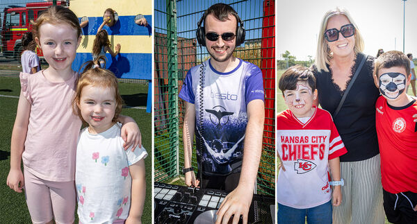  Caoimhe and Erin, (left)DJ Nailer (Sean O'Neill) provied the music (centre) and Íarla, Marina and Jesse Casey (right) at the Sacred Heart Family Fun Day. Photo: Joe Evans