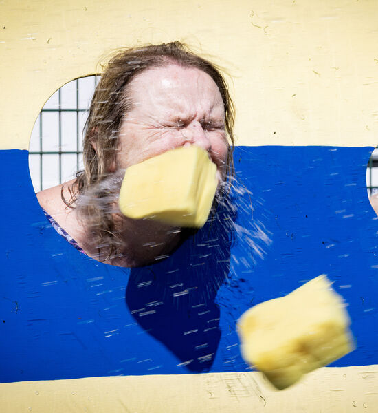 Mary Lyng, was up for the wet sponge challenge, at the Sacred Heart Family Fun Day. Photo: Joe Evans Mary Lyng, was up for the wet sponge challenge, at the Sacred Heart Family Fun Day. Photo: Joe Evans
