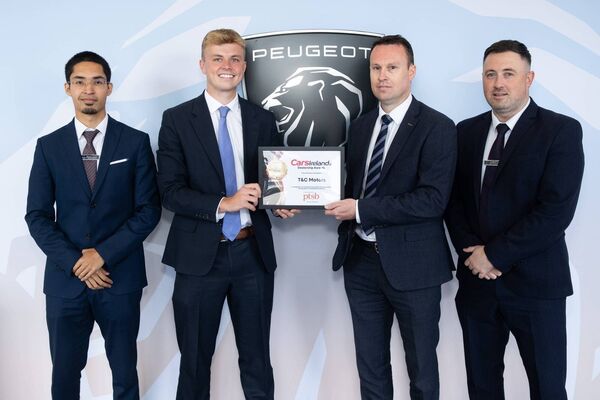 Manuel Loureiro, Harry Dineen and Jonathan Hayes from T&C Motors, Waterford, pictured with Keith Browne of sponsor PTSB Asset Finance as they receive their 2026 Q2 CarsIreland Dealership Award for Best Presentation in Munster. Photo: David Clynch Manuel Loureiro, Harry Dineen and Jonathan Hayes from T&C Motors, Waterford, pictured with Keith Browne of sponsor PTSB Asset Finance as they receive their 2026 Q2 CarsIreland Dealership Award for Best Presentation in Munster. Photo: David Clynch