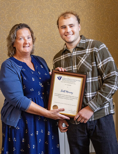  Mayor of Waterford City &amp; County Cllr. Liam Brazil held a reception for Scott Murray, in recognition of his outstanding achievement in winning five gold medals in the European Transplant Games, also included in picture is Metropoltan Mayor Cllr Lola O'Sullivan. Photo: Joe Evans