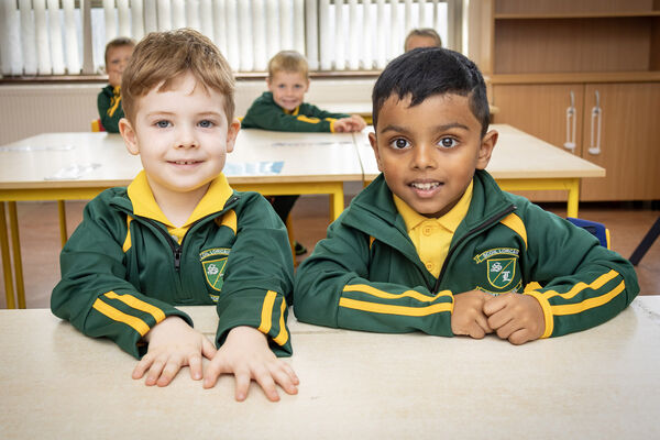Noah and Maximilian, who started school at Scoil Lorcain. Photo: Joe Evans Noah and Maximilian, who started school at Scoil Lorcain. Photo: Joe Evans